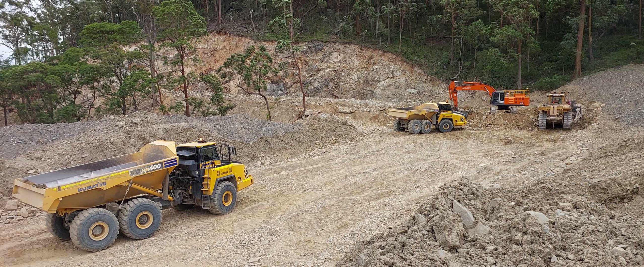 Wolffdene Tower Hill view of trucks and digger